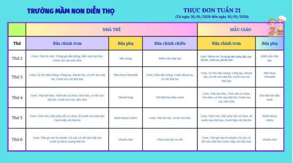 Thực đơn tuần 21